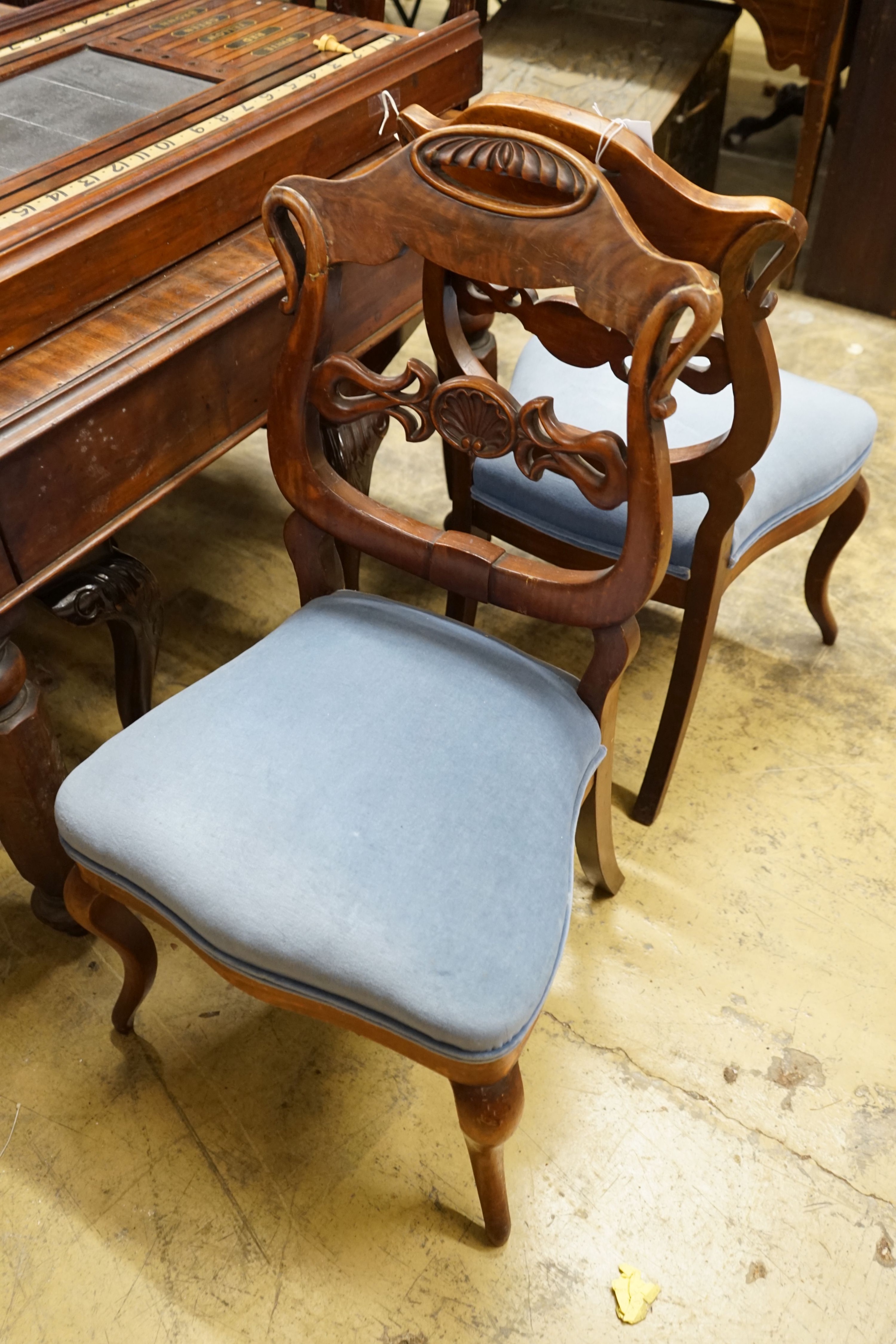 A pair of 19th century Continental mahogany salon chairs